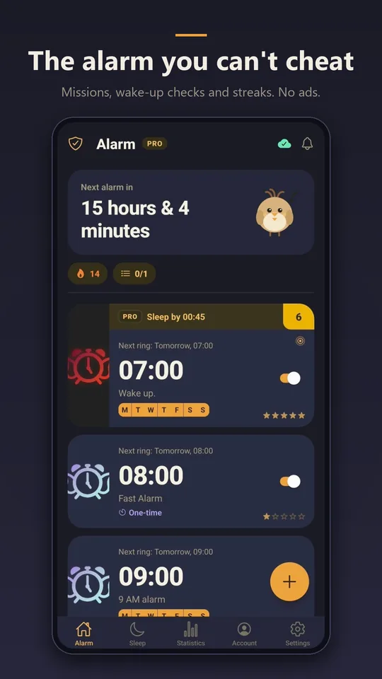 Alarm list: the alarm you can't cheat