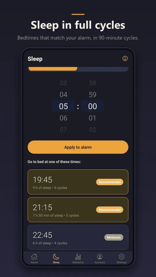 Sleep calculator: sleep in full cycles